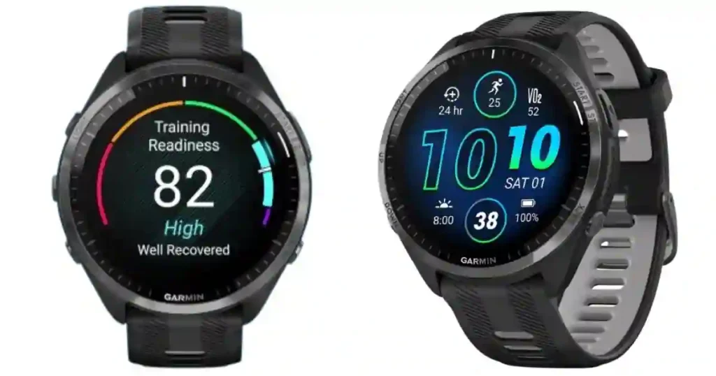 Garmin Forerunner 975 smartwatch alongside Apple Watch and Samsung Galaxy Watch, showcasing advanced fitness features and durability. Garmin Roadmap 2025: New Devices, Tech & Features