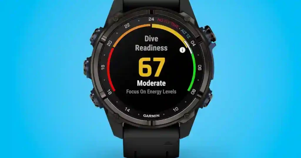 Brighter AMOLED display and rugged titanium casing of the Garmin Descent MK4.