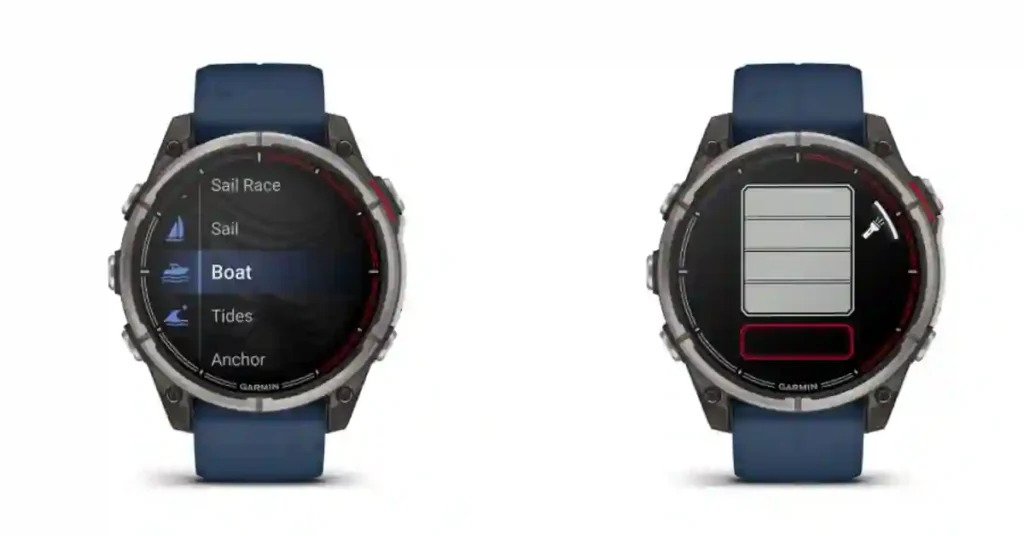 Sailor wearing Garmin Quatix 8 51mm marine smartwatch on a sailboat