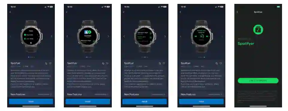 User installing Spotifyer app on iPhone through Zepp Health app for Amazfit smartwatch